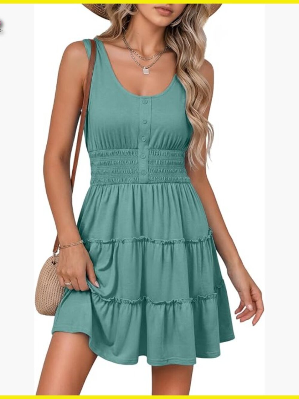 Sleeveless Smocked Empire Waist Ruffle Tiered A-Line Mini Dress Summer Casual